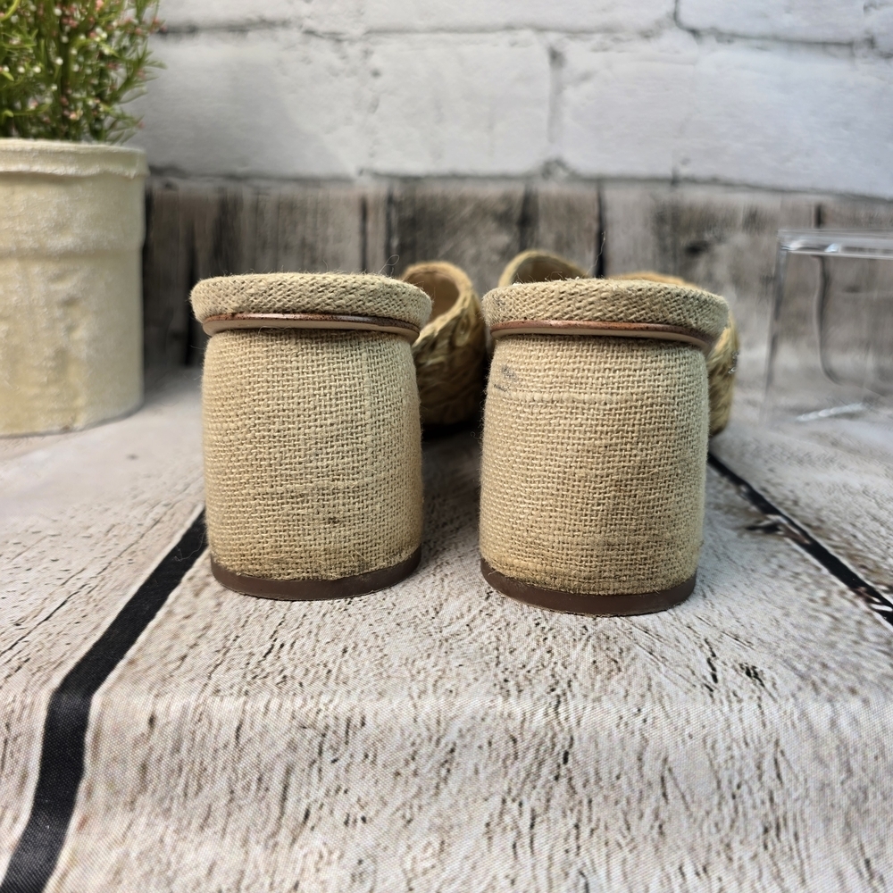 Sam Edelman Natural Tan Raffia Braided Block Heel Mules - Picture 4 of 10